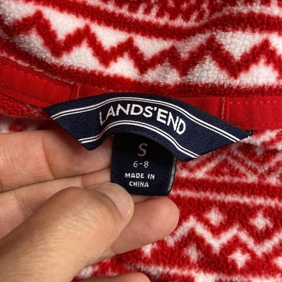 Lands' End Red Nordic Scandanavian Fleece 1/4 Sweatshirt Size Small - Picture 3 of 5